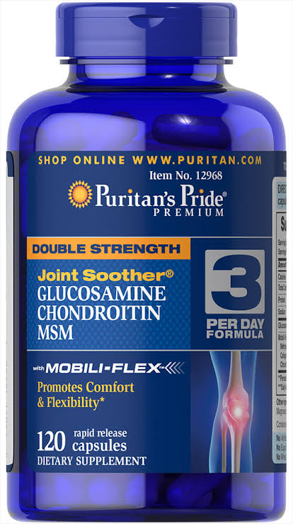 Puritans Pride Double Strength Glucosamine Chondroitin MSM Joint Soother 120 Capsules