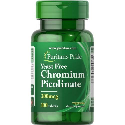 Puritans Pride Chromium Picolinate 200 mcg Yeast Free 100 Tablet 