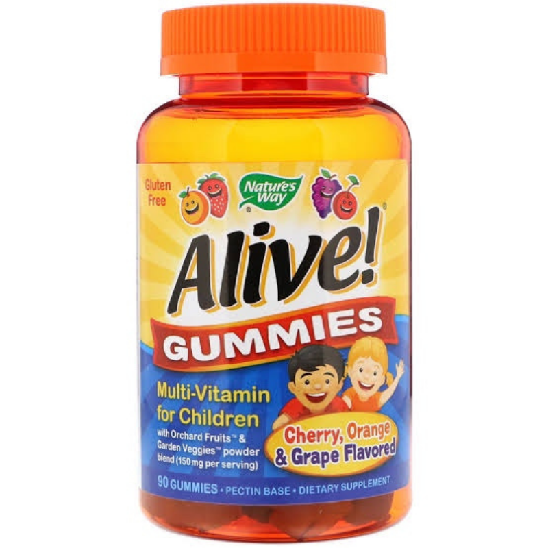 Alive! Gummies Multi-Vitamin for Children Cherry, Orange and Grape Flavors 90 Gummies