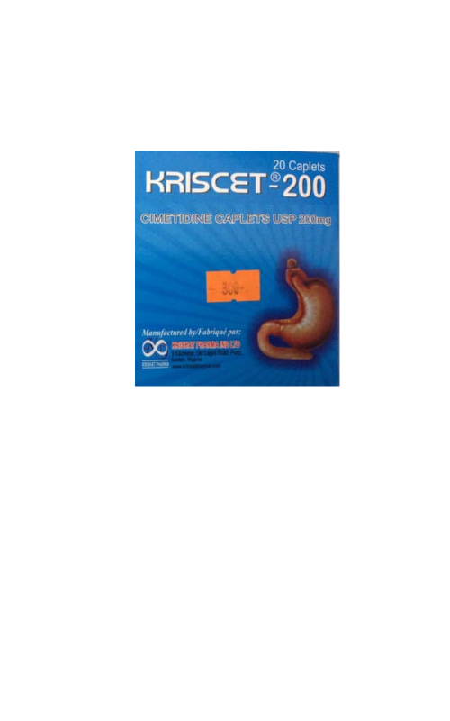 Kriscet 200 Cimetidine Caplets USP 200mg 20 Caplets