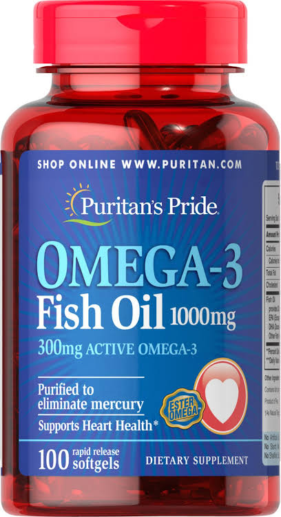 Puritan's Pride Omega 3 Fish Oil 1000mg 100 Softgels