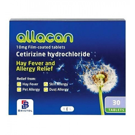 Allacan Cetirizine Allergy Relief 10mg 10 tablets