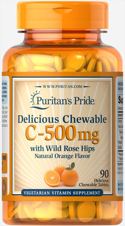 Puritan's Pride Chewable Vitamin  C 500mg with Rose Hips