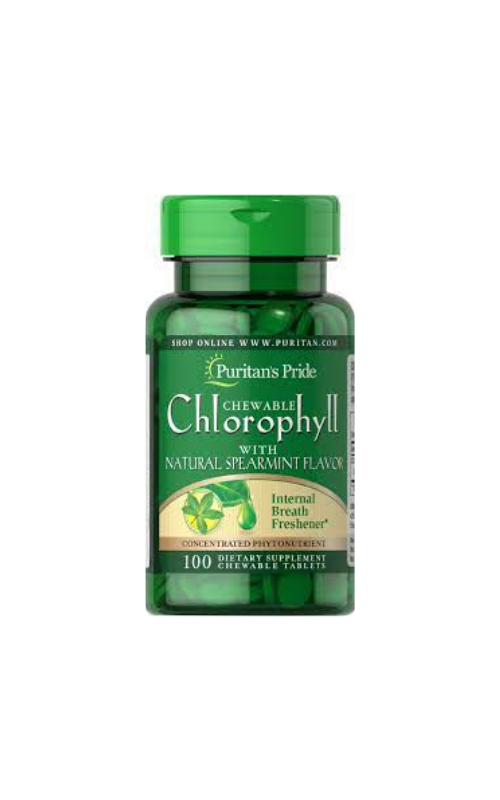 Puritan's Pride Chewable Chlorophyll with Natural Spearmint Flavour  100 Chewable Tablets