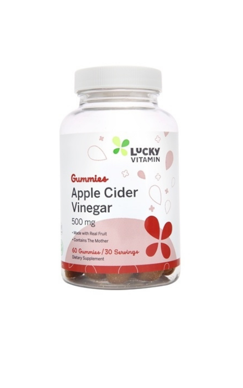 Lucky Vitamin Apple Cider Vinegar Gummies 500mg 60 Capsules 