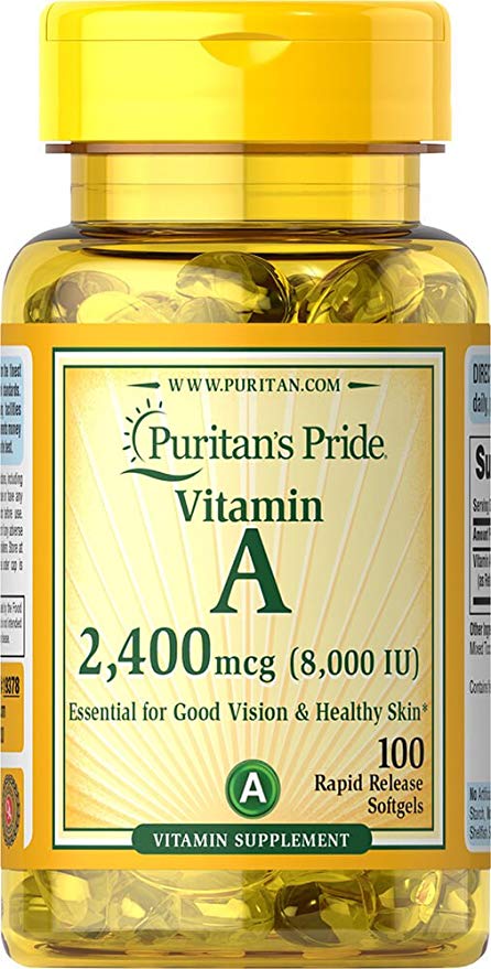 Puritan's Pride Vitamin A 8000IU(2400mcg) 100 Softgel 