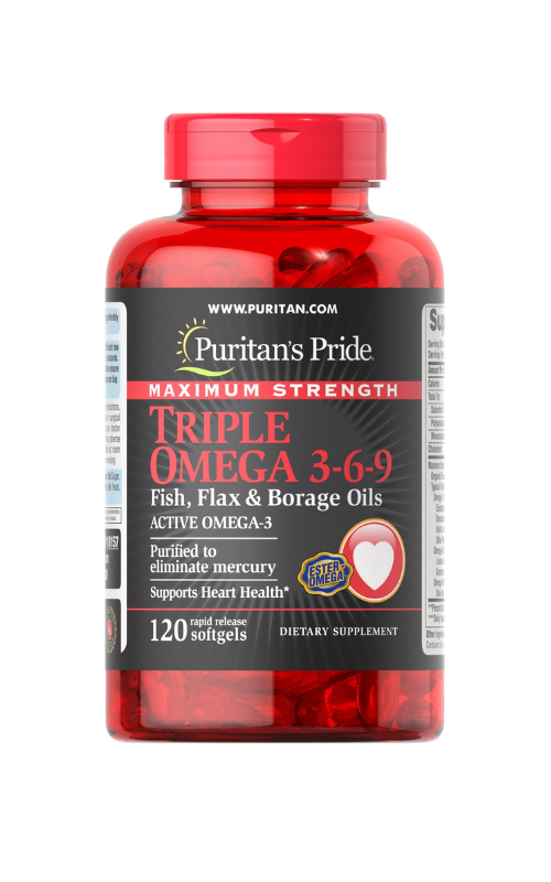 Puritan's Pride Triple Omega 3, 6 , 9 Fish, flax and borage oils  120 softgels