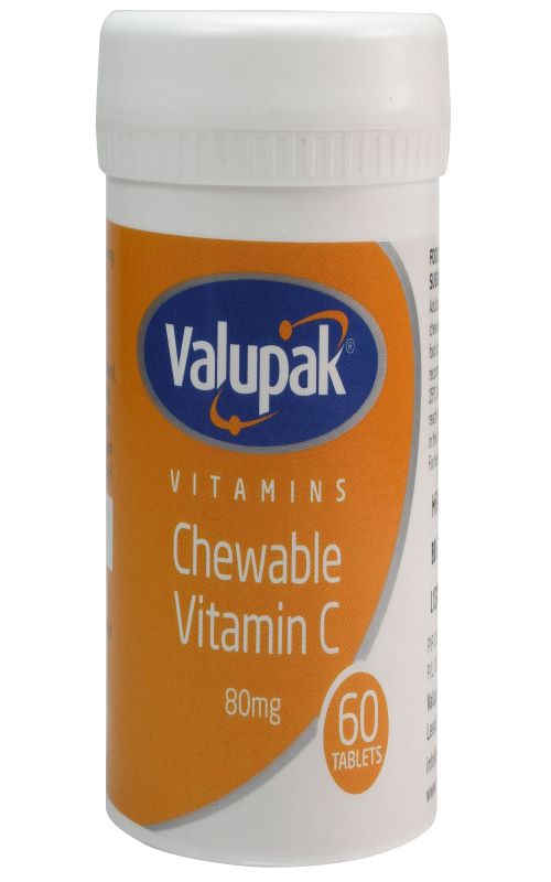 Valupak Chewable Vitamin C  80mg 60 Tablets